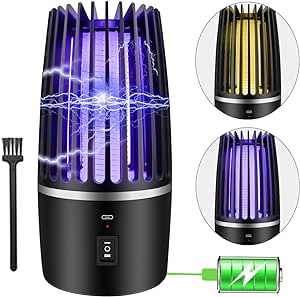 Electric Fly Catcher, Portable Bug Zapper, 4000mAh Rechargeable Mosquito Killer, 2 in 1 Killer with UV Lamp And Lighting Lamp,360° Attract Zap Flying Insect For Indoor Outdoor, Backyard Camping