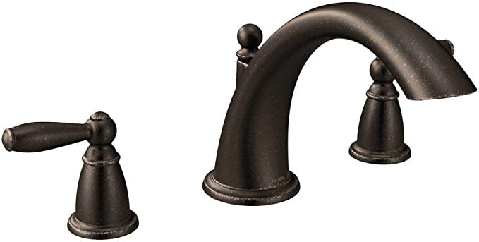 Moen T933ORB Brantford 2-Handle Deck Mount Roman Tub Faucet Trim Kit, Valve Required, Oil Rubbed Bronze