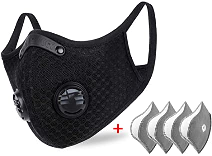 NKTECH Dustproof Mask, Anti Pollution Face Mask with PM2.5 Activated Carbon Filters Breathable Protective Sports Masks for Workout Running Motorcycle Mountain Bike Cycling Outdoor Activities Mask