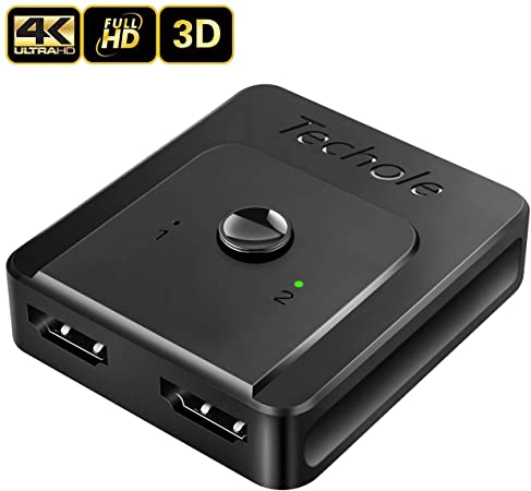 Techole HDMI Switch, Bidirectional HDMI Splitter 1 in 2 Out or 2 in 1 Out, Manual HDMI Switcher Supports HD 4K 3D 1080P for HDTV Blu-Ray-Player Fire Stick PS3 PS4 Xbox