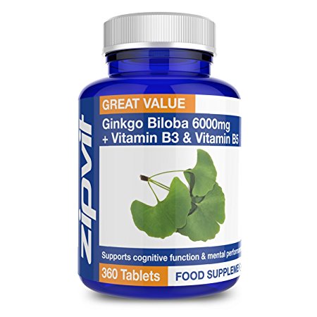 Ginkgo Biloba 6000mg High Strength | 360 Tablets | GMP Manufactured in the UK | Vegetarian | Full Years Supply