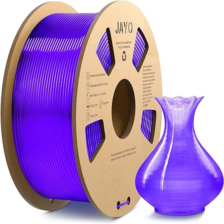 JAYO PLA  Filament 1.75mm, PLA Plus 3D Printer Filament 1.1KG, Neatly Wound Filament, Toughness 3D Printing Filament, 1.1 kg Spool(2.42 LBS), 363 Meters, PLA  Clear Purple