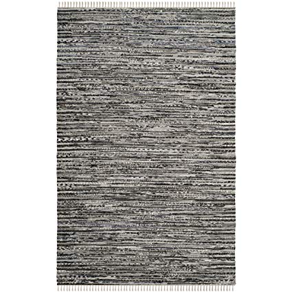 Safavieh Rag Rug Collection RAR128A Hand Woven Grey Cotton Area Rug (6' x 9')