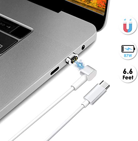 Ansbell Magnetic USB C Adapter, USB-C Magnetic Charging Cable Support 87W Fast Charging Compatible with MacBook Pro/Air, Dell XPS, More USB Type C Devices (Magnetic USB C Cable 6.6ft)