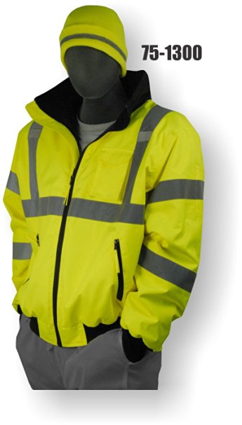 Majestic Glove 75-1300 PU Coated Polyester High Visibility Bomber Jacket with Fix Quilted Liner, 2X-Large, Yellow
