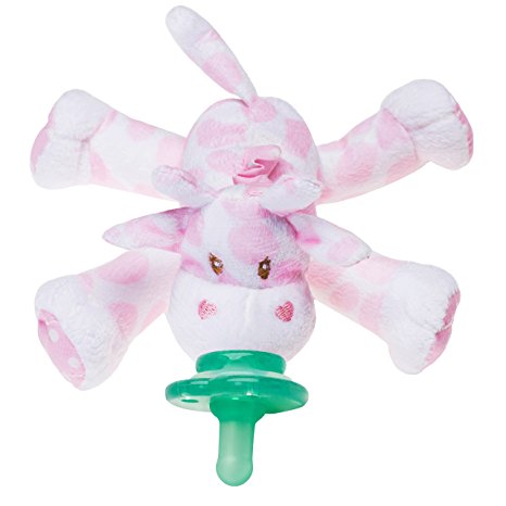 Nookums Paci-Plushies Pink Giraffe Buddies- Pacifier Holder (Plush Toy Includes Detachable Pacifier, Use with Multiple Brand Name Pacifiers)