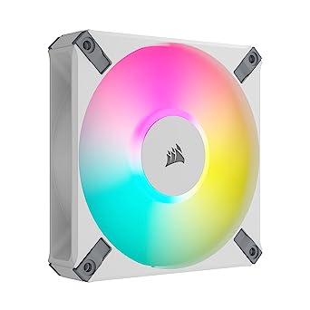 Corsair iCUE AF120 RGB Elite 120mm PWM Fan - Eight RGB LEDs - AirGuide Technology - Fluid Dynamic Bearing - Zero RPM Fan Mode - CORSAIR iCUE Software Compatible - White