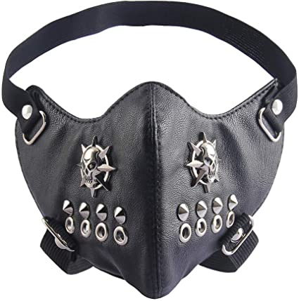 GelConnie Punk Leather Mask Motorcycle Biker Half Face Mask Anti-Dust Sport Mask