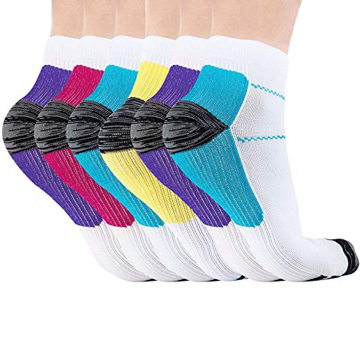 Compression Socks for Men & Women Plantar Fascitis Socks Arch Support Foot Socks Low Cut Sports Outdoors Running, Travel, Gym, Nurses, Compression Ankle Socks Unisex (6 Pairs, S/M)