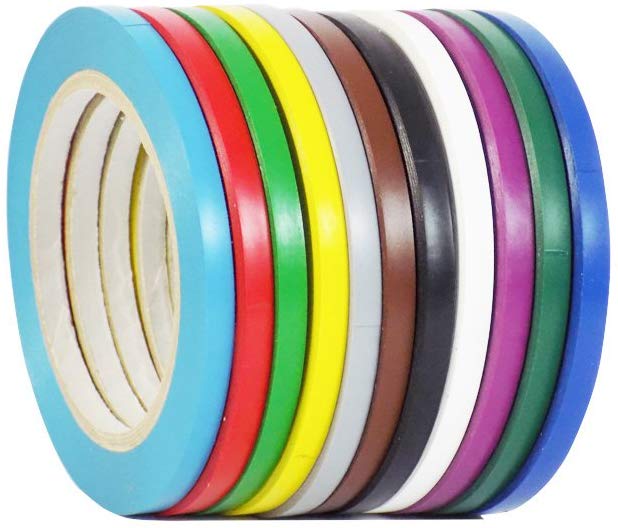WOD VTC365 Rainbow Pack Vinyl Pinstriping Tape, 1/4 inch x 36 yds. (Pack of 12) For School Gym Marking Floor, Crafting, Stripping Arcade1Up, Vehicles and More (Available in Multiple Sizes & Colors)
