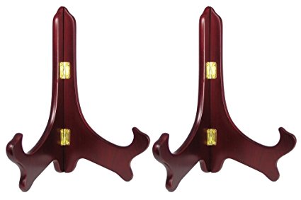 Wood Easel Plate Holder Folding Display Stands - Rich Dark Brown Mahogany - Premium Quality - Pack of 2 Pieces - 9 Inch