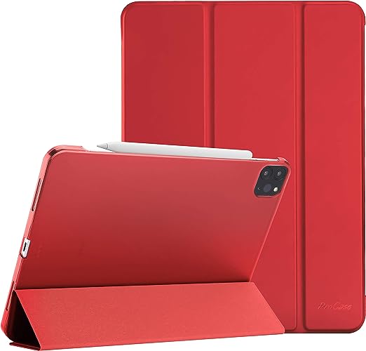 ProCase iPad Pro 12.9 Case 2022/2021 / 2020/2018, Slim Stand Hard Back Shell Smart Cover for iPad Pro 12.9 Inch 6th Generation 2022 / 5th Gen 2021 / 4th Gen 2020 / 3rd Gen 2018 -Red