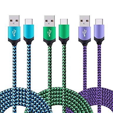 USB Type C Cable, FiveBox 3Pack 6ft Phone Charger Charging Cord Compatible Samsung Galaxy S10  S10 S10e S9 S8 Plus Note 9 8, LG G7 ThinQ, Nexus 6P, Google Pixel 3XL, OnePlus 6T, Moto Z3 X4, HTC U12