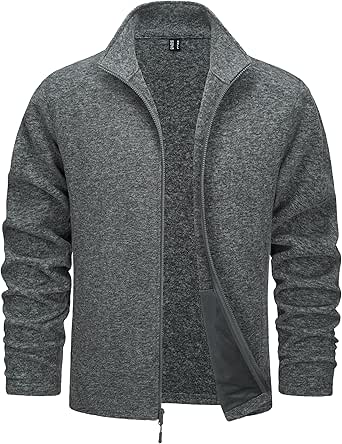 TACVASEN Men's Fleece Jackets Full Zip Lightweight Jacket Casual Soft Warm Coats with Pockets