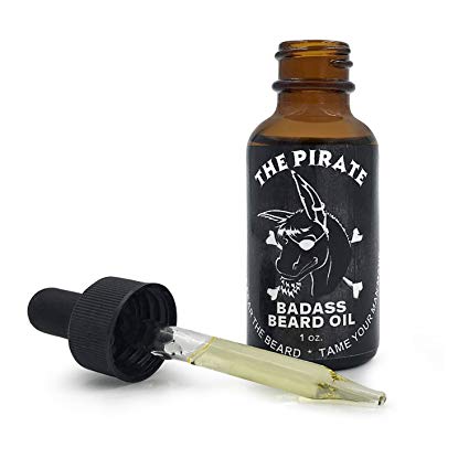 Badass Beard Care Beard Oil For Men - The Pirate Scent, 1 oz - All Natural Ingredients, Keeps Beard and Mustache Full, Soft and Healthy, Reduce Itchy, Flaky Skin, Promote Healthy Growth