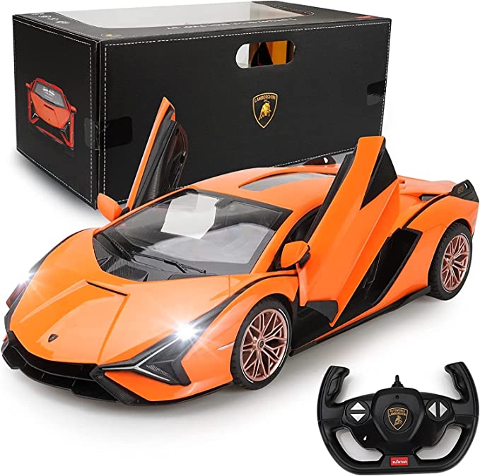 ZMZ Lamborghini Remote Control car 1:14 SIAN with Open Door LED Headlamps and Taillights, 2.4Ghz Hobby RC Cars for Boys Age 8-12, Rc Cars for Adults Electric Sport Racing Toy Car Gift(Orange)