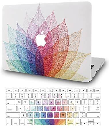 KEC Laptop Case for MacBook Air 13" w/ Keyboard Cover Plastic Hard Shell Case A1466/A1369 2 in 1 Bundle  (Leaf - Colorful 2)