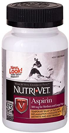 Nutri-Vet Aspirin for Medium / Large Dogs, Chewable, Liver 75 ea(Pack of 1)