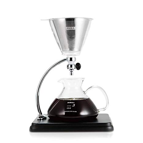 Yama Glass CD-8 silver Pour Over Coffee Maker, BLACK