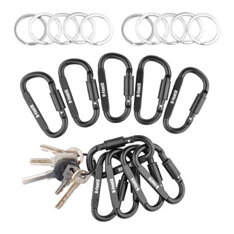 D-FantiX Aluminum Carabiner Clip Locking Carabiner Keychain Hook D Ring Clips EDC Gear