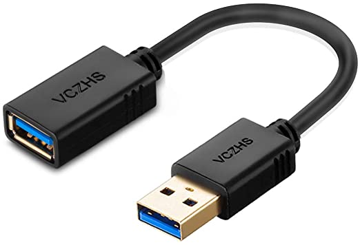 Short USB Extension Cable 0.3m, VCZHS USB 3.0 Extension Cable USB3.0 Cable A Male to A Female for USB Flash Drive, Card Reader, Hard Drive, Keyboard,Playstation, Xbox, Oculus VR, Printer, Camera