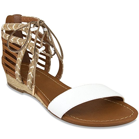 Sugar DREALLA Women's Gladiator Sandal with Espadrille White
