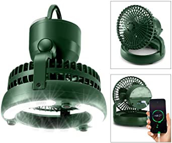 Odoland 10000mAh Portable Camping Fan with LED Lantern, Rechargeable Battery Operated Fan with Light, Personal Fan for Tent Car Emergency Power Outages Hurricane Survival Kit