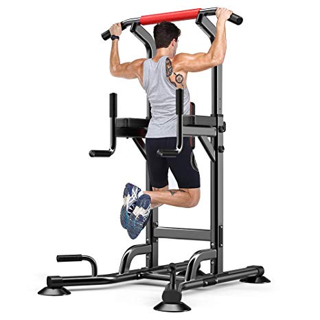 YOLEO Adjustable Power Tower - Multi Function Pull up Station for Strength Training - Dip Stand Workout Fitness Bar - Push up Equipment of Home Gym Exercise