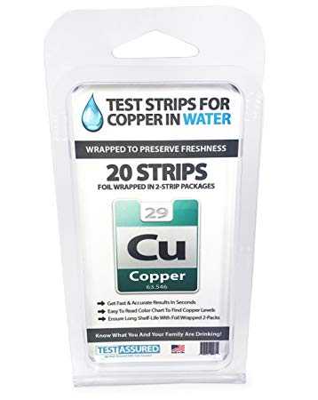 Copper Testing Strips - Instant Test Results - 20 Pack Foil Wrapped In 2 Strip Packs