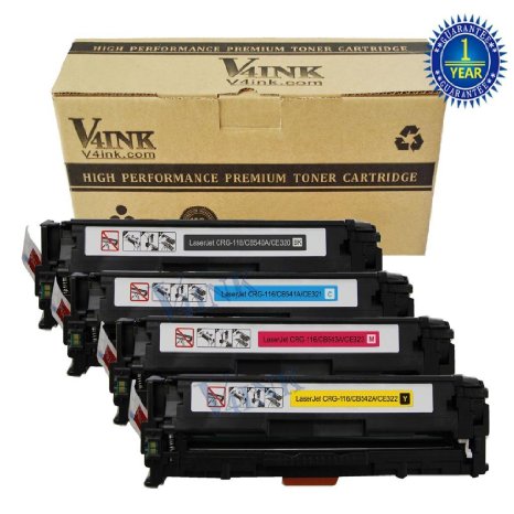 4 Pack V4INK ® New Compatible CB540A CB541A CB542A CB543A 125A Toner Cartridge-(1Black,1Cyan,1Magenta,1Yellow) for Color LaserJet CP1215 CP1515n CP1518ni