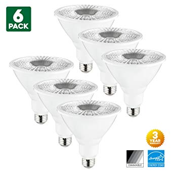 6-Pack Sunlite 18-Watt Dimmable LED PAR38 Reflector Bulb, 100W Incandescent Equivalent, Medium (E26) Base, Wide Flood, 3000K Warm White
