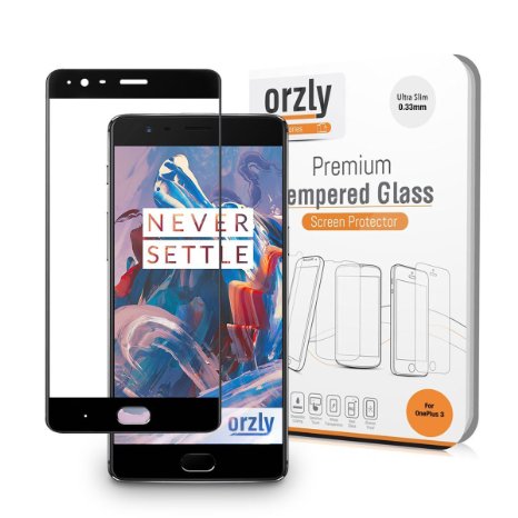 Orzly® - 2.5D Pro-Fit Tempered Glass Screen Protector for Oneplus 3 / Oneplus THREE (2016 Model / Dual SIM Version) - Curved Full Cover Screen Guard