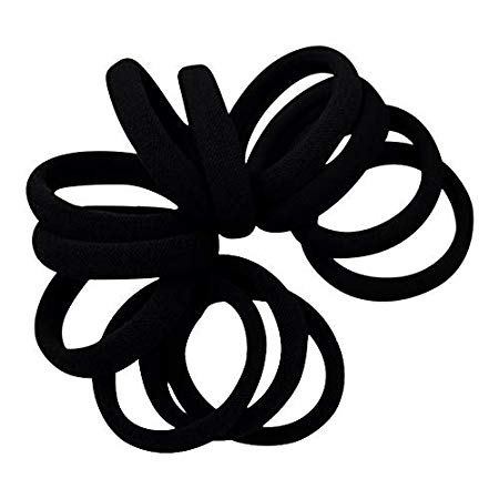 Cyndibands Strong Hold Soft and Seamless 1.5" Fabric Ponytail Holders in Black - 12 Hair Ties