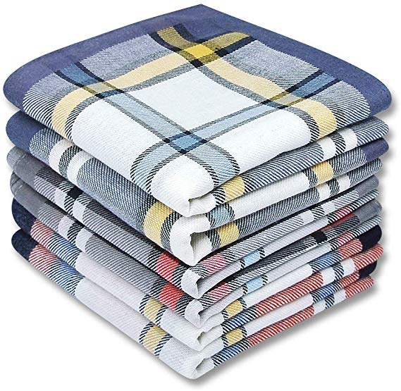 Soft Men's Cotton Handkerchiefs with Assorted Color 6 Piece Gift Set by Zenssia