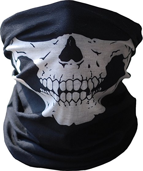 WOVTE Seamless Multi Function Skull Tube Tubular Half Face Mask Headband Headwear Bandana Neck Warmer Black