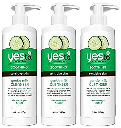 Yes To Cucumbers Gentle Milk Cleanser, 6 Ounce, (Pack of 3)