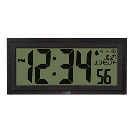 La Crosse Technology 515-1419-INT Atomic Digital Clock Slate Black