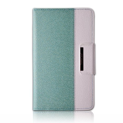 iPad Mini 4 Case,Thankscase Rotating Case Cover for Ipad Mini 4 with Wallet and Pocket with Hand Strap with Smart Cover Function for iPad Mini 4 2015 (Jade Green)