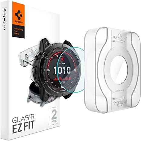 Spigen Tempered Glass Screen Protector [GlasTR EZ FIT] designed for Garmin Fenix 7X Solar/Fenix 7X Sapphire Solar [51mm] - 2 Pack