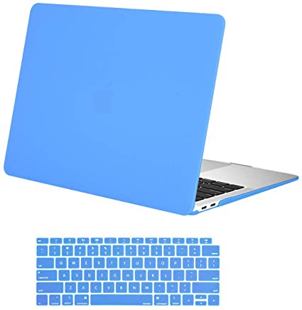 MOSISO Compatible with MacBook Air 13 inch Case 2020 2019 2018 Release A2337 M1 A2179 A1932 Retina Display with Touch ID, Protective Plastic Hard Shell Case & Keyboard Cover Skin, Bright Blue