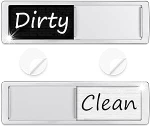 Dishwasher Magnet Clean Dirty Sign Shutter Only Changes When You Push It Non-Scratching Strong Magnet or 3M Adhesive Options Indicator Tells Whether Dishes are Clean or Dirty (Tiles White/Black)