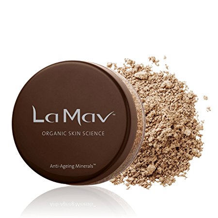 La Mav Foundation Powder Makeup DARK - Chemical-free, Anti-Aging Mineral Foundation, Concealer, SPF 15 and Powder All-in-one - Light or Buildable Coverage - Long Lasting, Water Resistant Formula