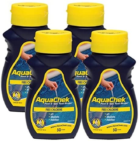 AquaChek Yellow Water Testing Strips - (50) for Free Chlorine, Total Alkalinity, Cyanuric Acid (Stabilizer) & pH - (4) Pack
