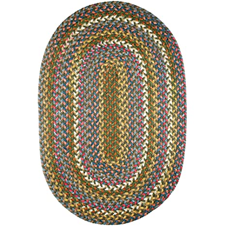 Super Area Rugs Gemstone Textured Braided Rug Indoor/Outdoor Rug Durable Green Kitchen Carpet, 5' X 8' Oval