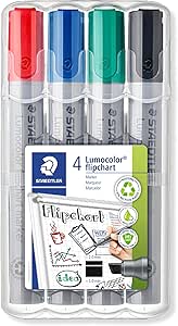 STAEDTLER Lumocolor 356 B WP4 Flipchart-Marke, nachfüllbar, STAEDTLER Box mit 4 Farben, 1 Stück