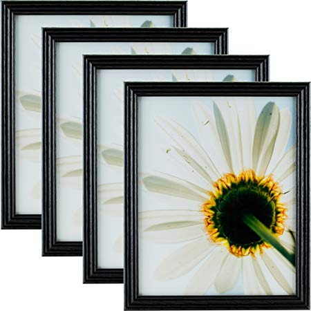 Craig Frames 200ASHBK 12 by 16-Inch Picture Frame 4-Piece Set, Real Wood.76-Inch Wide, Black