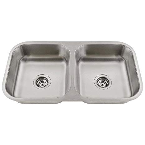 ADA3218A 18-Gauge Undermount Equal Double Bowl Stainless Steel Kitchen Sink