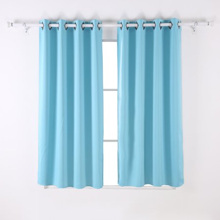 Deconovo Best Solid Premium Quality Thermal Insulated Blackout Two Panel Curtains 52 By 63 InchTeal