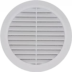 White 4" Inch Round Ventilation Grille with Insect mesh. (Duct 4Ø / Grille 5Ø) Ventilation Applications. Indoor and Outdoor Vent Cover. Available 3 Sizes / 4 Colors.