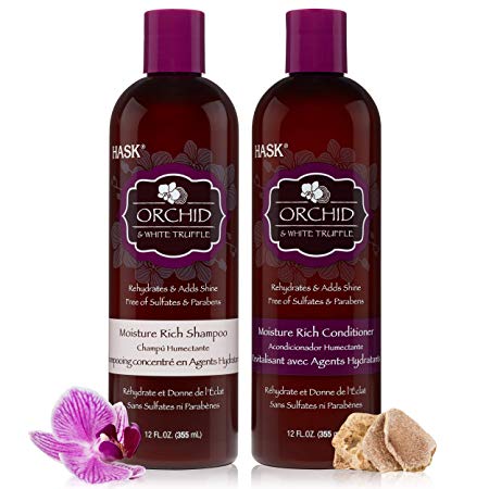 HASK ORCHID   WHITE TRUFFLE Shampoo and Conditioner Set Moisturizing for all hair types, color safe, gluten-free, sulfate-free, paraben-free - 1 Shampoo and 1 Conditioner